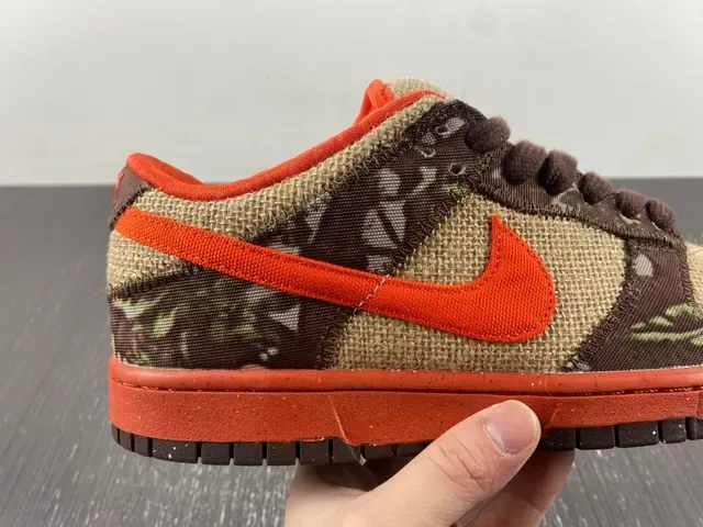 Nike Marron Orange Toile Camouflage Chaussures de Skateboard 5