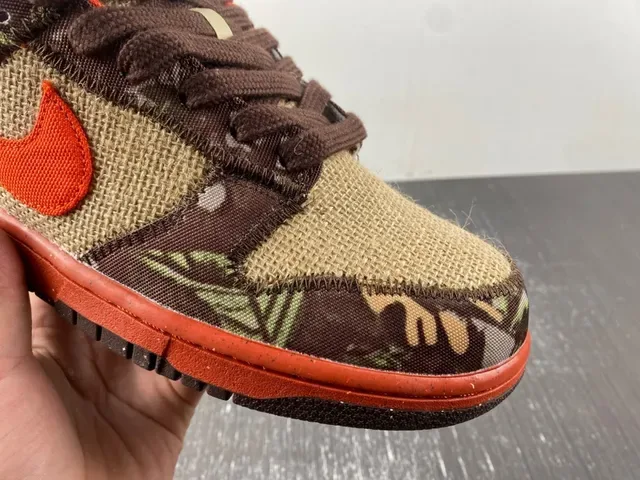 Nike Marron Orange Toile Camouflage Chaussures de Skateboard 6