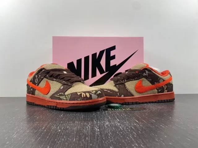 Nike Marron Orange Toile Camouflage Chaussures de Skateboard 13