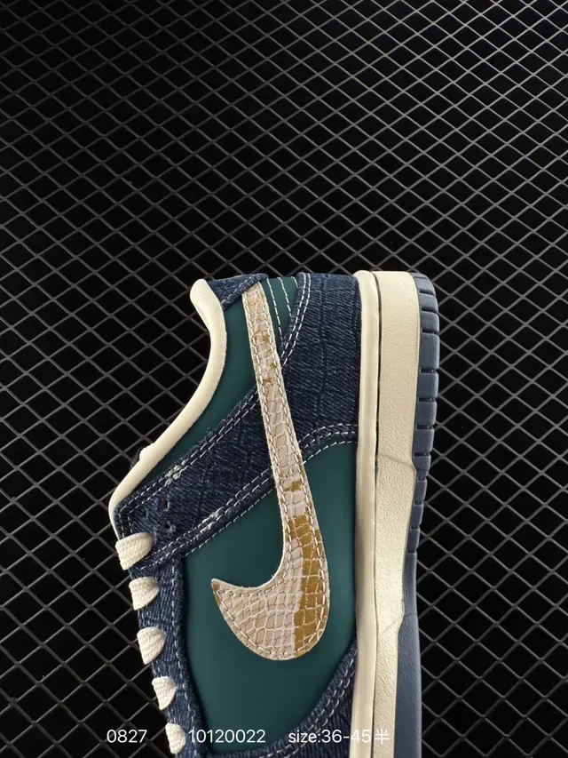 Nike Dunk Low Blue Denim Overlay Snakeskin Swoosh Lifestyle Sneakers 4
