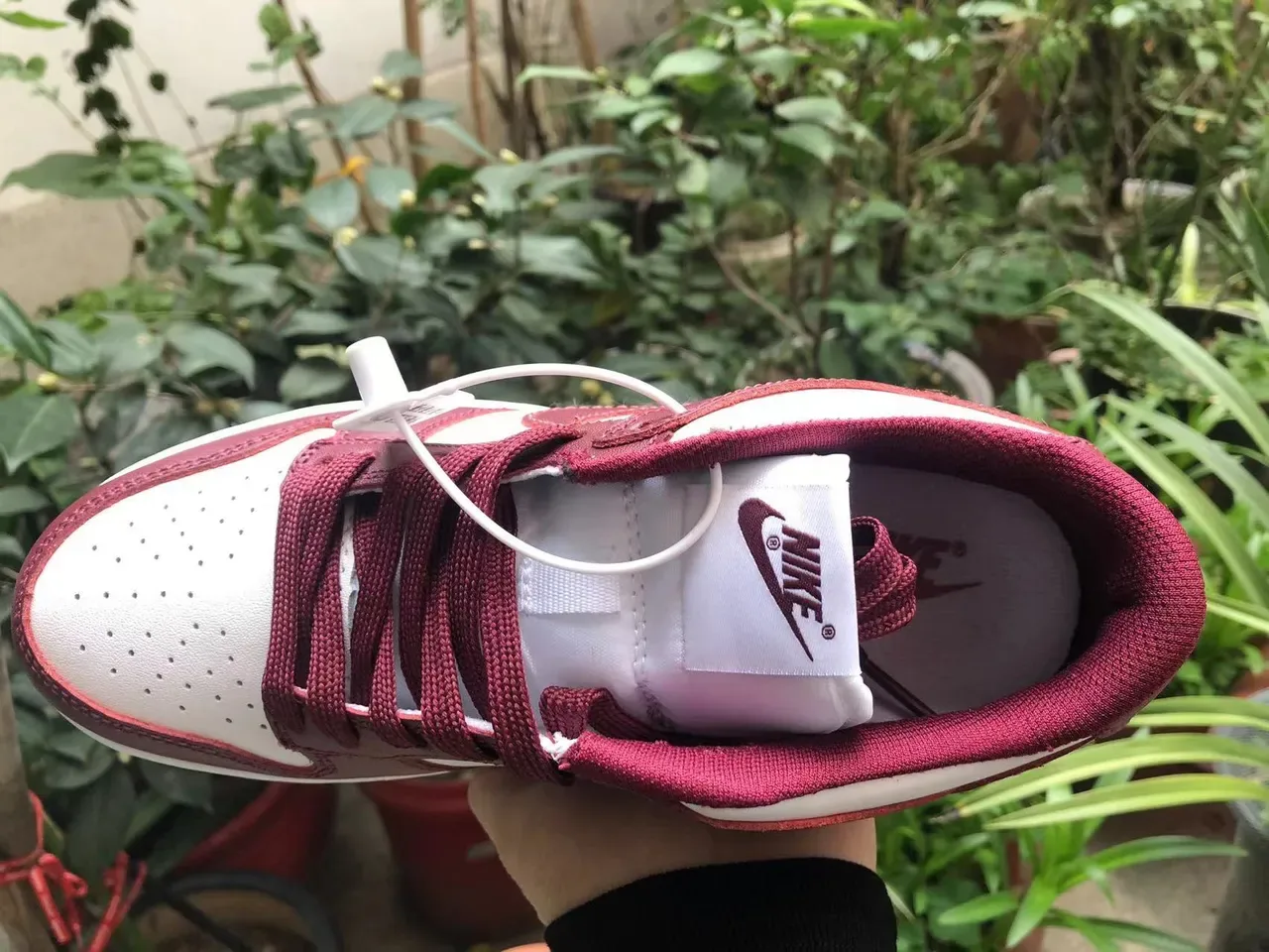 Nike Dunk Low Burgundy and White Lifestyle Sneakers 3