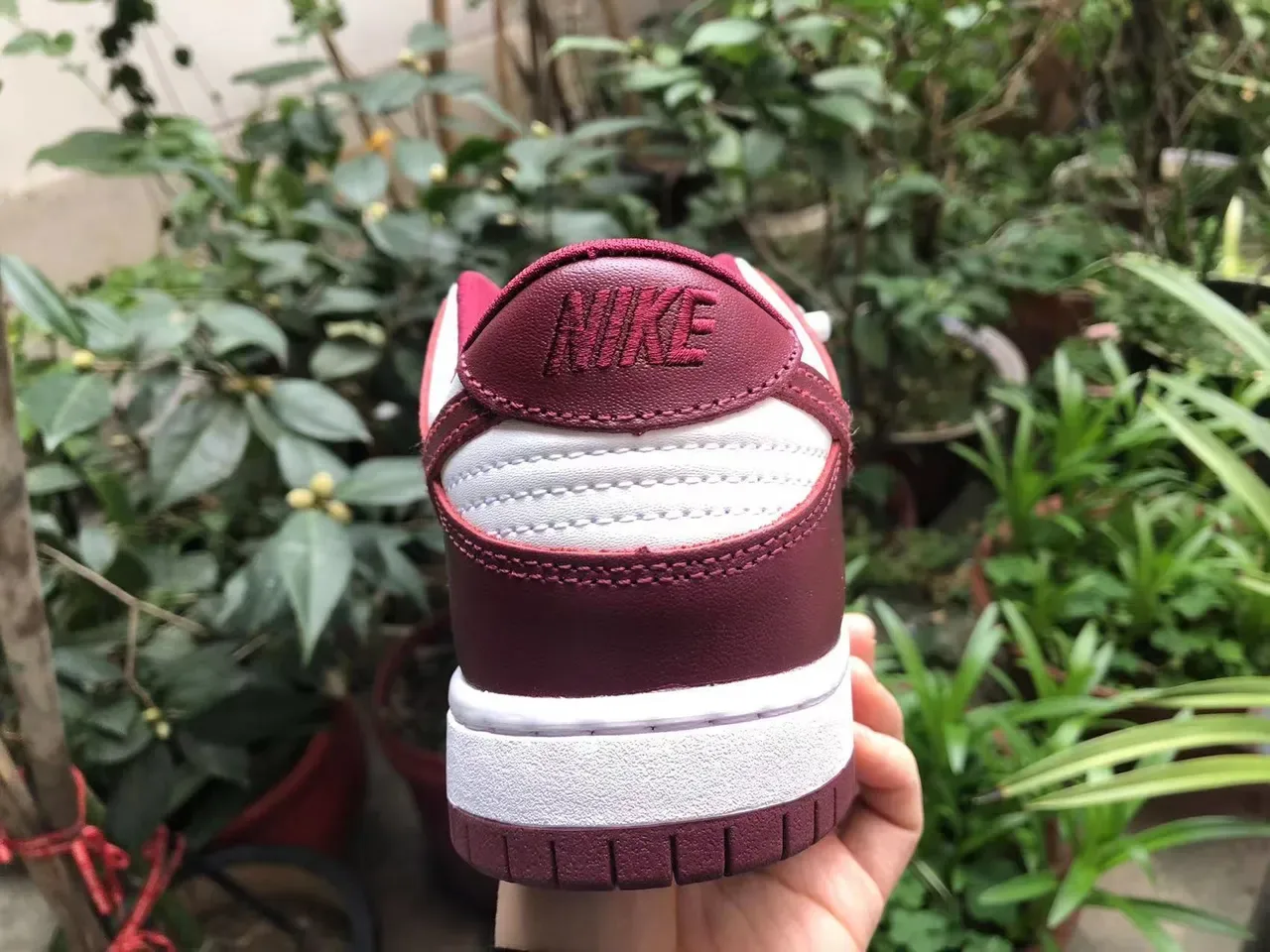 Nike Dunk Low Burgundy and White Lifestyle Sneakers 4