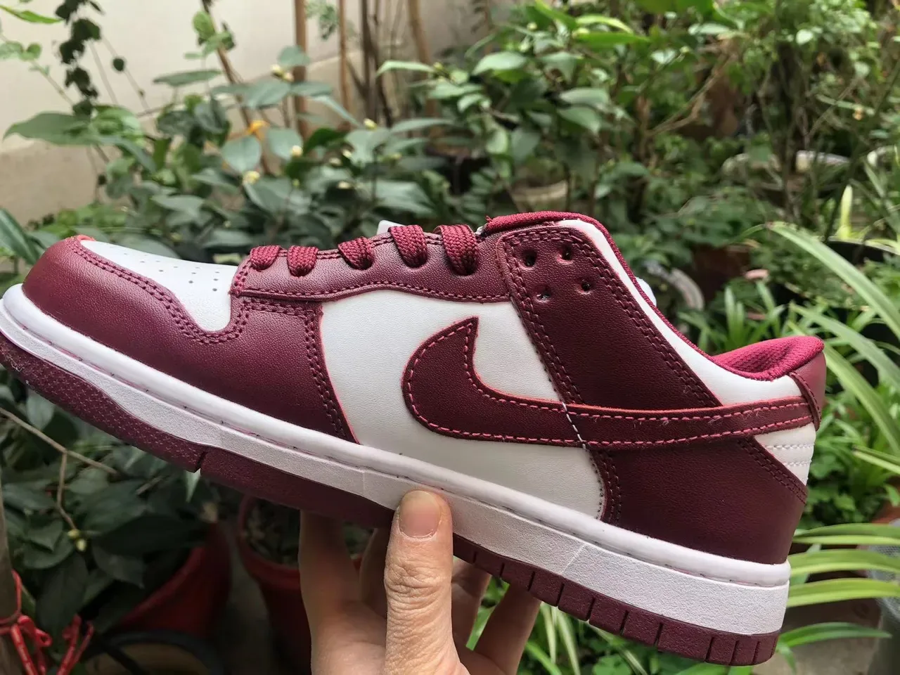Nike Dunk Low Burgundy and White Lifestyle Sneakers 5