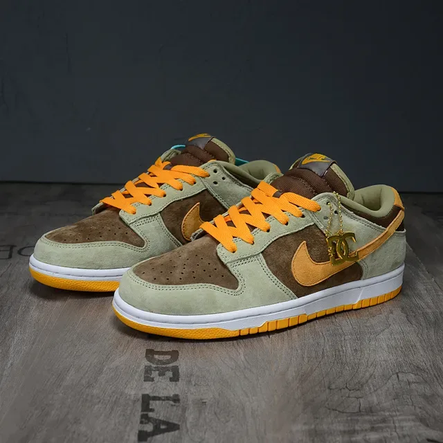 Nike Dunk Low Olive Green Brown Orange Lifestyle Sneakers 4