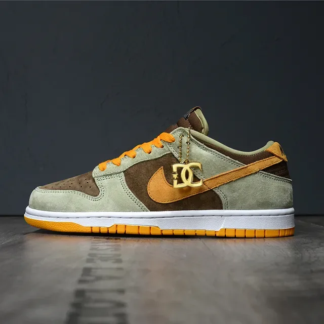 Nike Dunk Low Olive Green Brown Orange Lifestyle Sneakers 7
