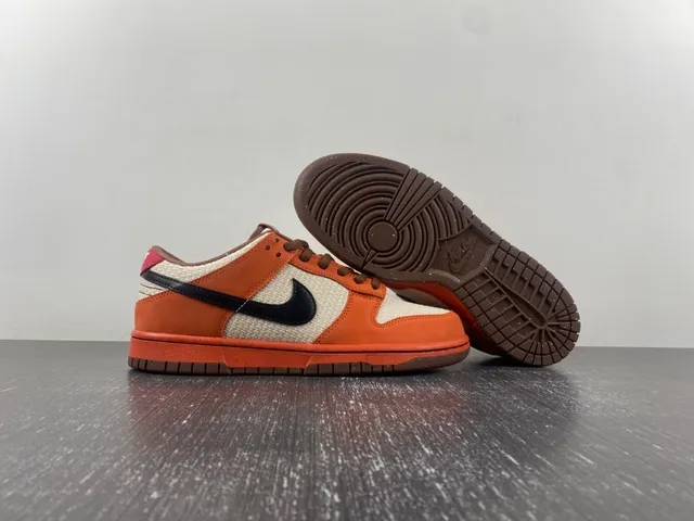 Nike Dunk Low Orange Beige Black Skateboard Shoes 2