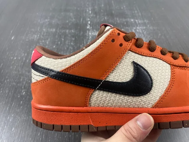 Nike Dunk Low Orange Beige Black Skateboard Shoes 5