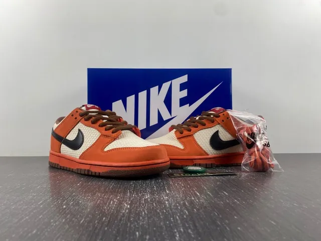 Nike Dunk Low Orange Beige Black Skateboard Shoes 13