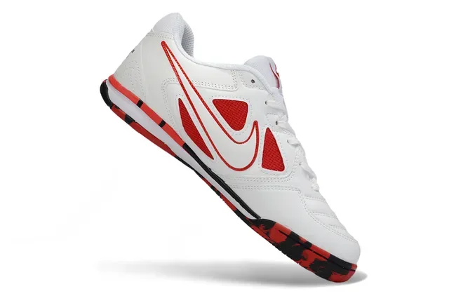 Nike Gato Tênis de futebol indoor couro sintético branco e vermelho 3