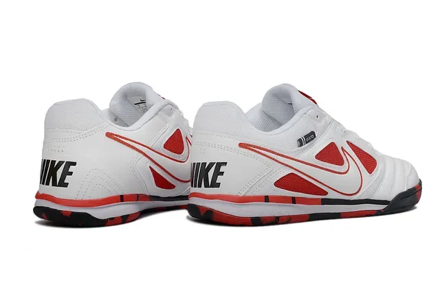 Nike Gato Tênis de futebol indoor couro sintético branco e vermelho 6