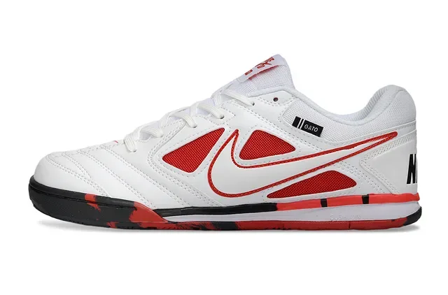 Nike Gato Tênis de futebol indoor couro sintético branco e vermelho 7