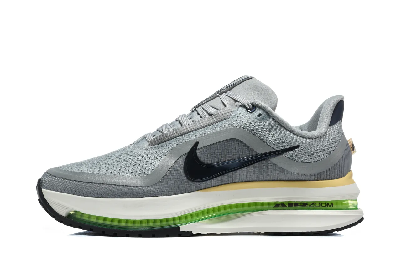 Nike Gris Vert Matière supérieure en mesh ingénierée Longueur complète Unité Air Zoom visible Chaussures de course 3