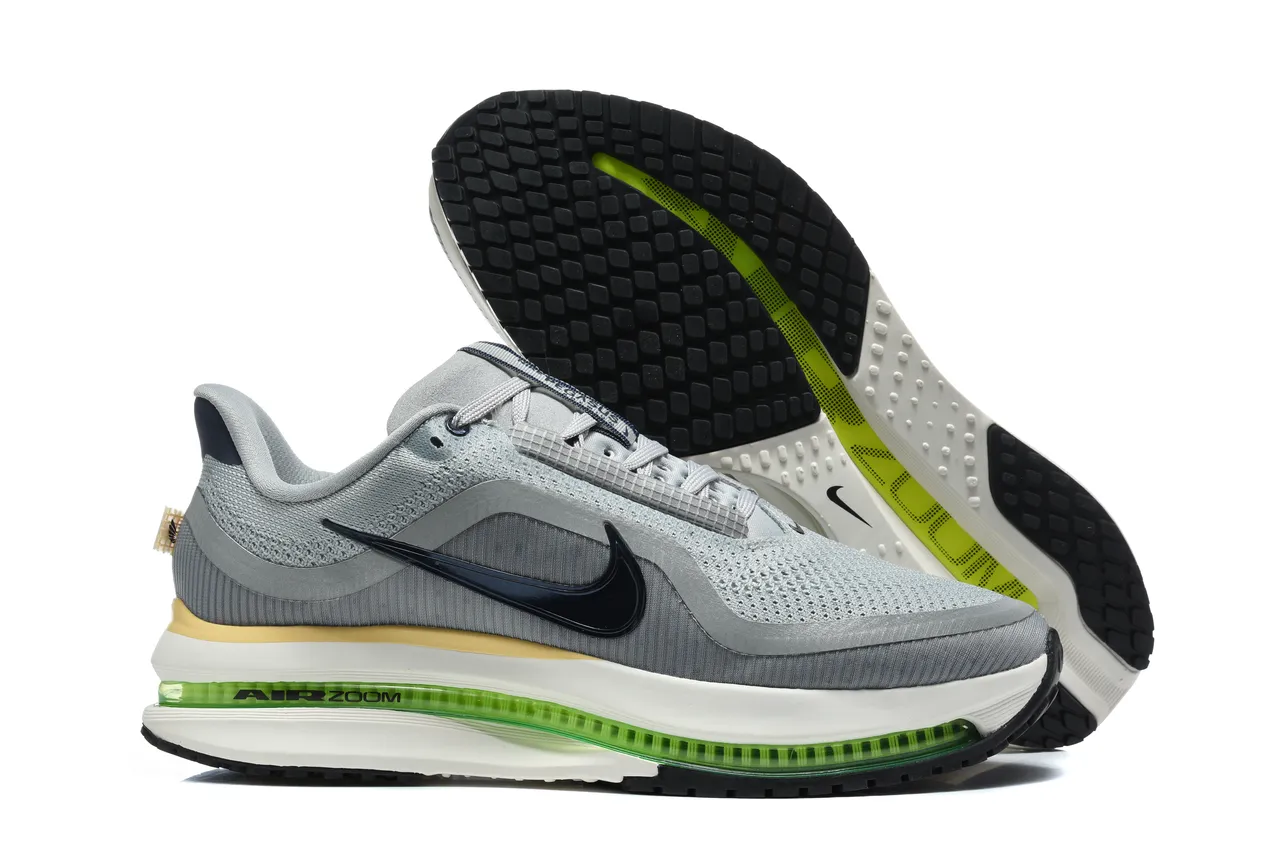 Nike Gris Vert Matière supérieure en mesh ingénierée Longueur complète Unité Air Zoom visible Chaussures de course 5