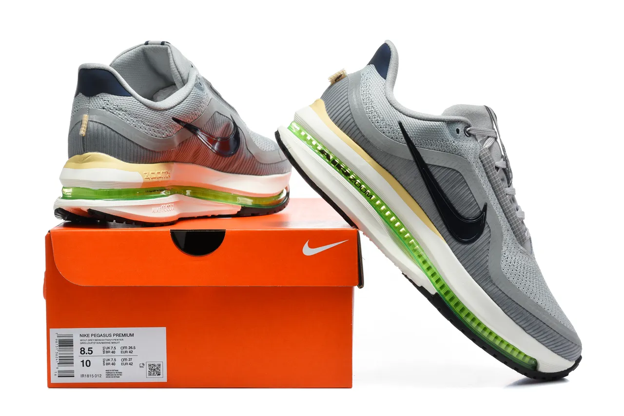 Nike Gris Vert Matière supérieure en mesh ingénierée Longueur complète Unité Air Zoom visible Chaussures de course 6