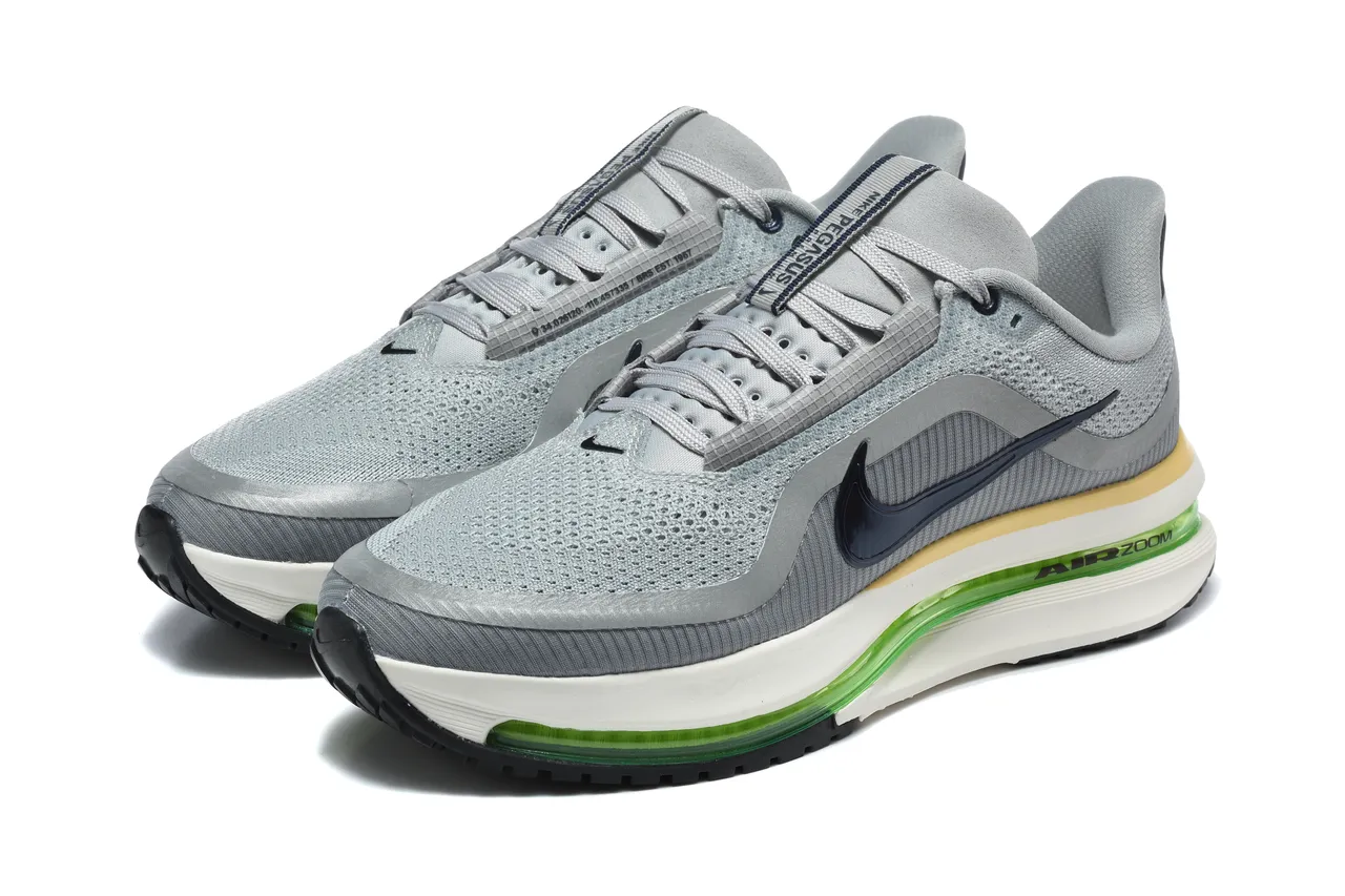 Nike Gris Vert Matière supérieure en mesh ingénierée Longueur complète Unité Air Zoom visible Chaussures de course 7