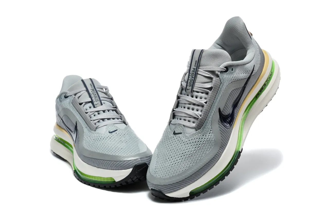 Nike Gris Vert Matière supérieure en mesh ingénierée Longueur complète Unité Air Zoom visible Chaussures de course 8