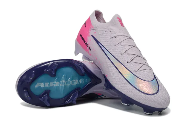 Nike Gray Pink Low-Cut Sock-Fit Upper Flyknit Construction Firm-Ground Soccer Shoes 3