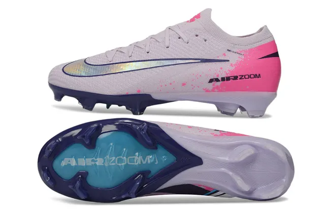 Nike Gray Pink Low-Cut Sock-Fit Upper Flyknit Construction Firm-Ground Soccer Shoes 6