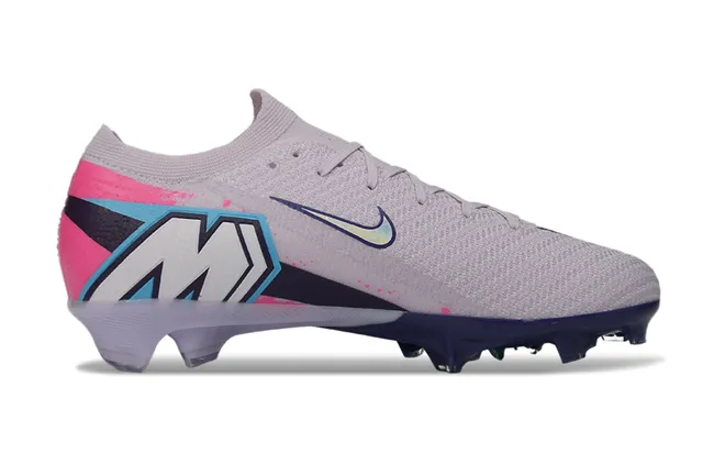 Nike Gray Pink Low-Cut Sock-Fit Upper Flyknit Construction Firm-Ground Soccer Shoes 7