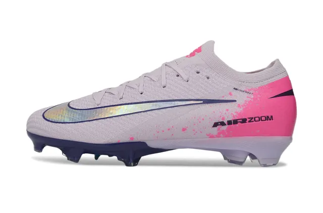 Nike Gray Pink Low-Cut Sock-Fit Upper Flyknit Construction Firm-Ground Soccer Shoes 8