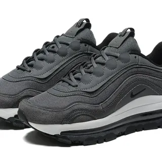 Nike Gray White Layered Mesh And Synthetic Overlays Wave-Contoured Midsole Lifestyle Sneakers