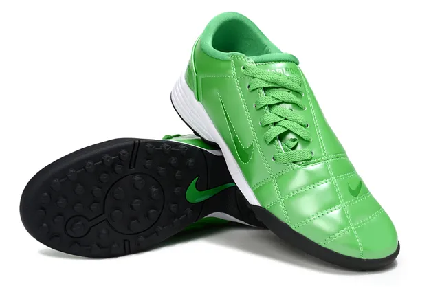 Nike Vert Noir Low-Top Chaussures de Football Turf Cuir Synthétique Supérieur 4