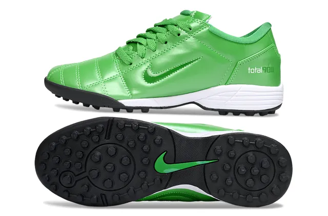 Nike Vert Noir Low-Top Chaussures de Football Turf Cuir Synthétique Supérieur 6
