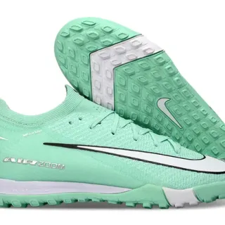 Nike Green White Knit Upper Low-Cut Sock-Like Collar Turf Soccer Shoes