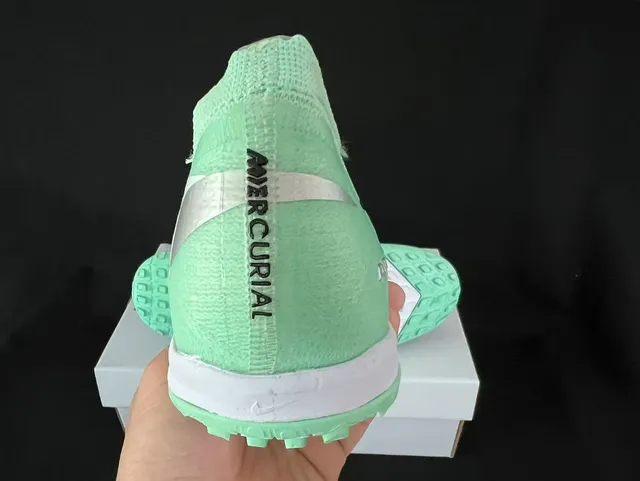 Nike Chaussures de football turf vert blanc upper knit low-cut col style chaussette 3