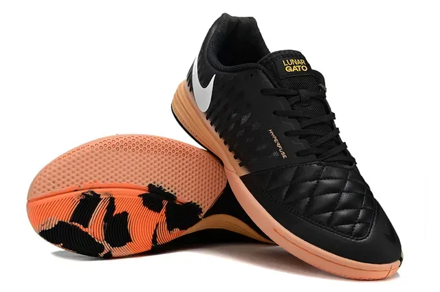 Nike Hypervenom Noir Orange Tête de Doigt Matelassée Cage Synthétique Perforée Chaussures de Football Indoor 7