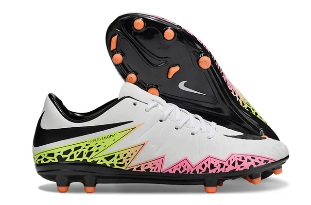 Nike Hypervenom White Multicolor Low-Cut Sock-Fit Collar Geometric Overlays Firm-Ground Soccer Shoes 1