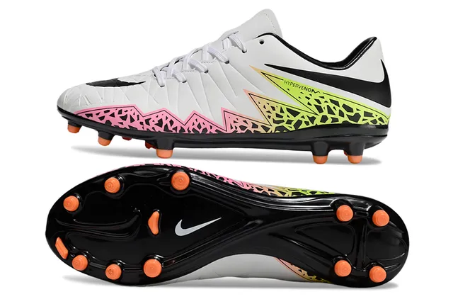 Nike Hypervenom White Multicolor Low-Cut Sock-Fit Collar Geometric Overlays Firm-Ground Soccer Shoes 6