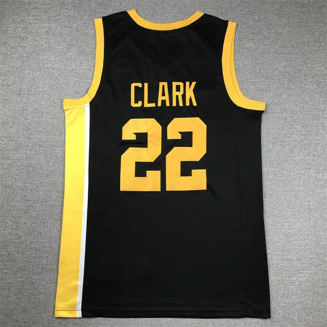 Maillot sans manches à col en V Nike Iowa Hawkeyes n° 22 Clark noir et jaune 3