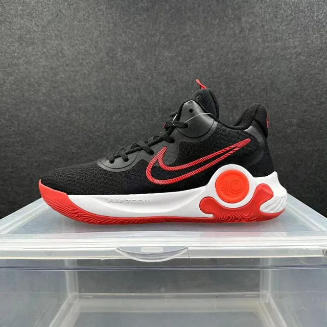Nike KD Black Red High-Top Silhouette Prominent Monogram Heel Emblem Basketball Shoes 2