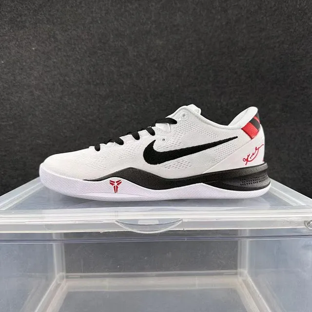 Nike Kobe 8 System White Black Red Basketball Shoes 2