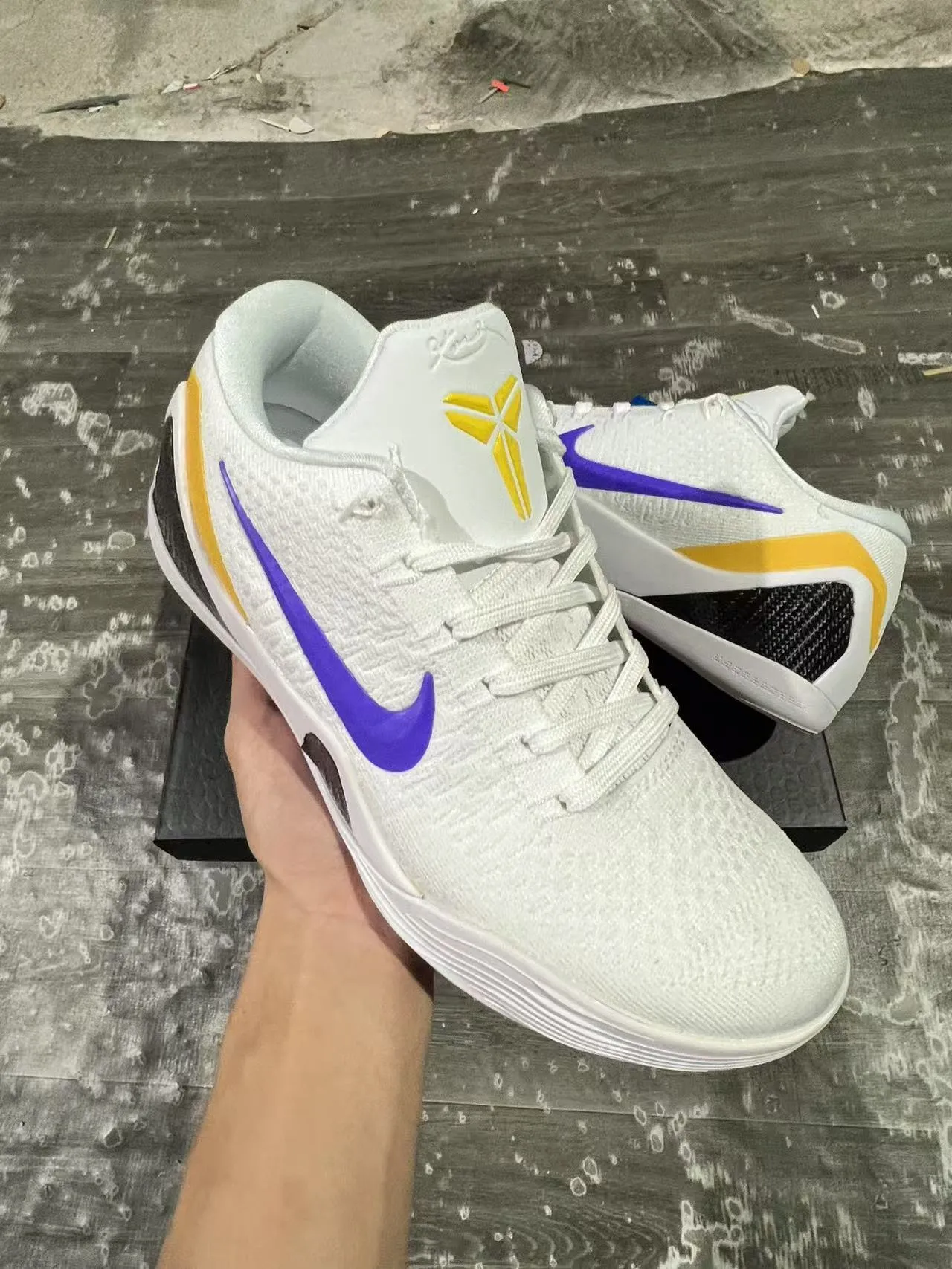 Nike Kobe 9 Elite White Purple Yellow Basketball Shoes 2
