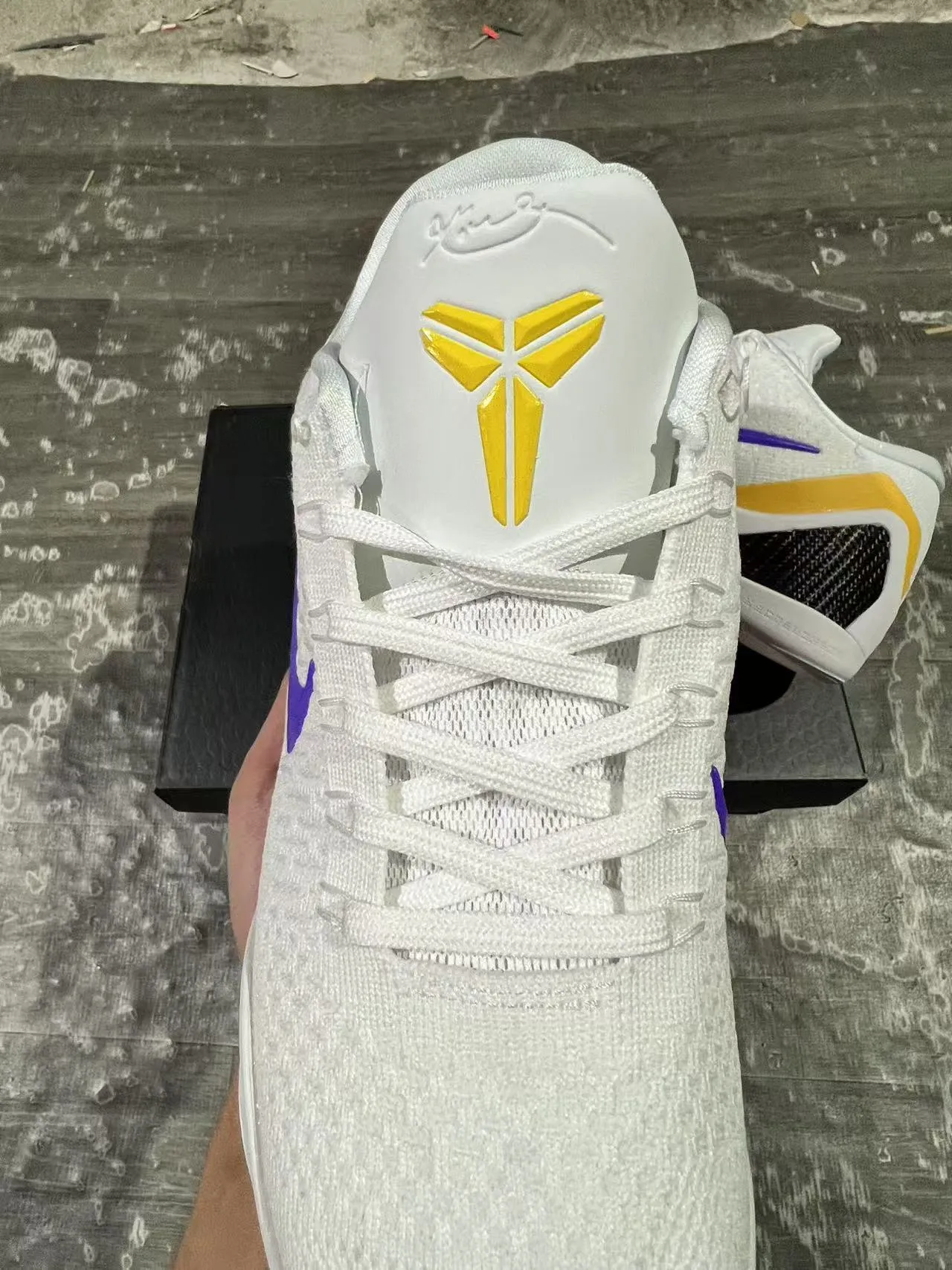 Nike Kobe 9 Elite White Purple Yellow Basketball Shoes 4