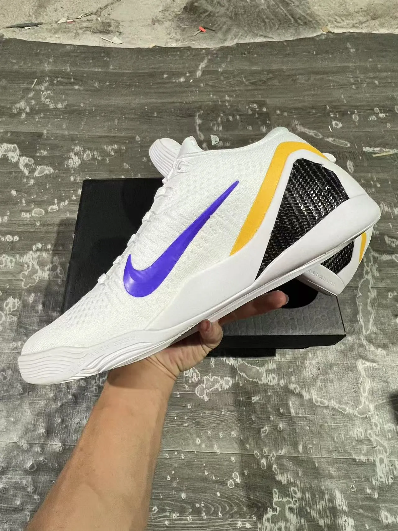 Nike Kobe 9 Elite White Purple Yellow Basketball Shoes 5