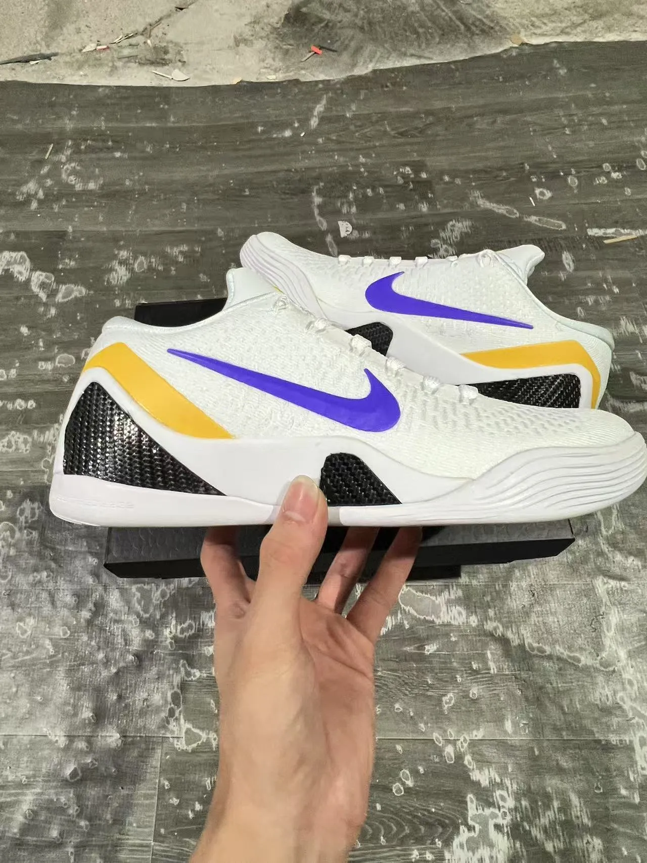 Nike Kobe 9 Elite White Purple Yellow Basketball Shoes 7