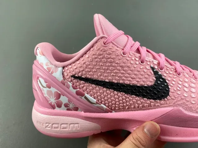 Nike Kobe Rosa Preto Superior Texturizada Pébbled Sobreposição Swoosh Tênis de Basquete 2