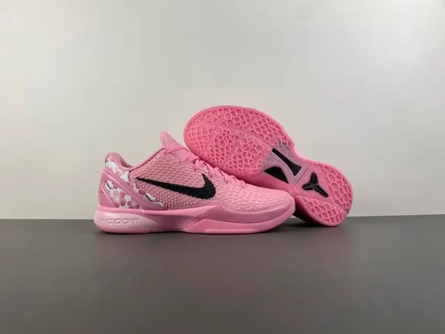 Nike Kobe Rosa Preto Superior Texturizada Pébbled Sobreposição Swoosh Tênis de Basquete 13