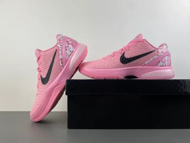 Nike Kobe Rosa Preto Superior Texturizada Pébbled Sobreposição Swoosh Tênis de Basquete 15
