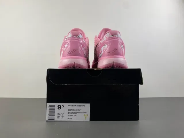 Nike Kobe Rosa Preto Superior Texturizada Pébbled Sobreposição Swoosh Tênis de Basquete 18