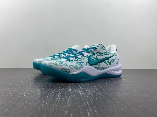 Nike Kobe White Blue Low-Top Silhouette Numeric Print Upper Basketball Shoes 2