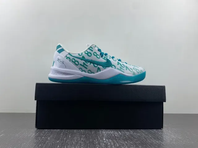 Nike Kobe White Blue Low-Top Silhouette Numeric Print Upper Basketball Shoes 8