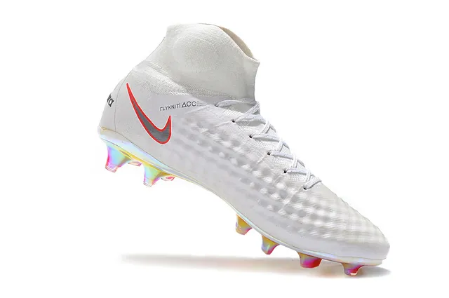 Nike Magista Obra II Elite DF FG أبيض أحمر علو صناعي مخطط أرض صلبة أحذية كرة القدم 4