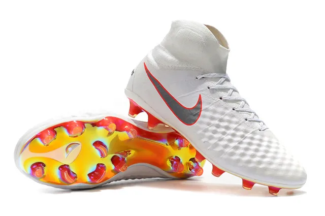 Nike Magista Obra II Elite DF FG أبيض أحمر علو صناعي مخطط أرض صلبة أحذية كرة القدم 10