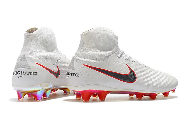 Nike Magista Obra II Elite DF FG أبيض أحمر علو صناعي مخطط أرض صلبة أحذية كرة القدم 11