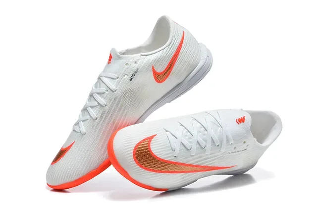 Nike Mercurial Flyweave Ultra Branco Laranja Sapatos de Futebol Indoor 2