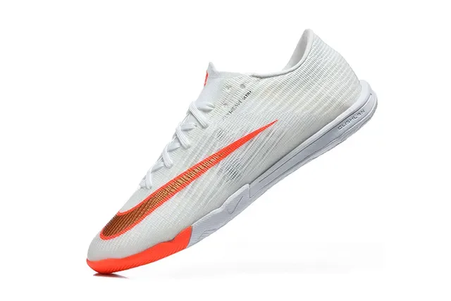 Nike Mercurial Flyweave Ultra Branco Laranja Sapatos de Futebol Indoor 4